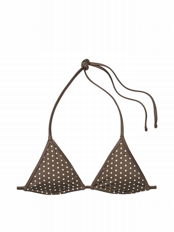 Brown Victoria Secret Classic Dot Frankies Cape May Triangle Bikini Top | QNOHW0785