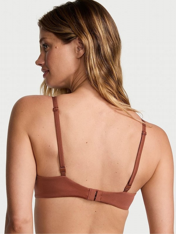 Brown Victoria Secret Clay Smooth Plunge Push Up Bras | UFYHL8190
