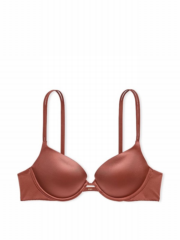 Brown Victoria Secret Clay Smooth Plunge Push Up Bras | UFYHL8190