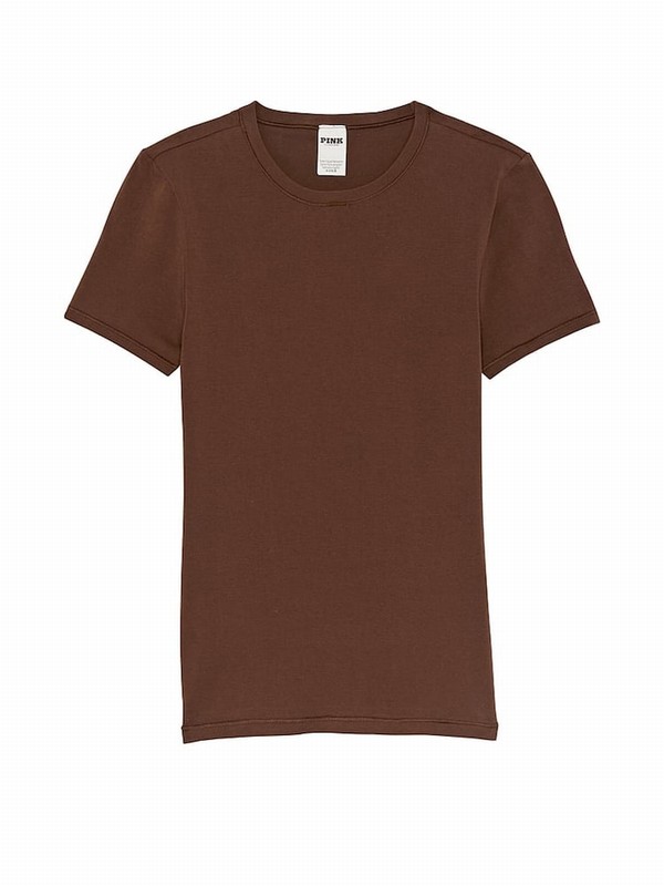 Brown Victoria Secret Ganache Cotton T Shirts | OYZNP4813