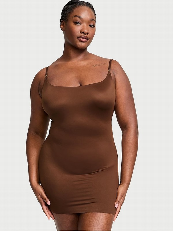 Brown Victoria Secret Ganache Mini FeatherSoft™ BODYWEAR Slip Dress | NJVXF4529