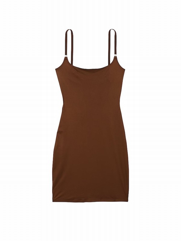 Brown Victoria Secret Ganache Mini FeatherSoft™ BODYWEAR Slip Dress | NJVXF4529