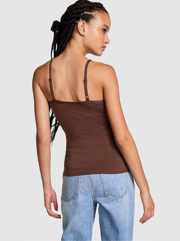 Brown Victoria Secret Ganache Scoop Neck Soft Stretch Cami Top Tops | YPGRZ4176