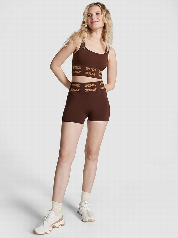 Brown Victoria Secret Ganache Seamless Logo Low Impact Sports Bra | GTXKO7640