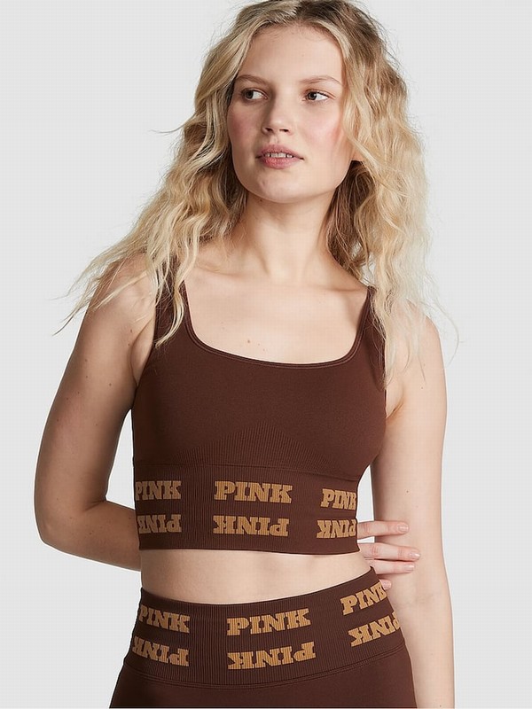 Brown Victoria Secret Ganache Seamless Logo Low Impact Bras | VBDXF5763