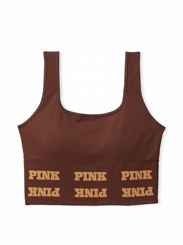 Brown Victoria Secret Ganache Seamless Logo Low Impact Bras | VBDXF5763