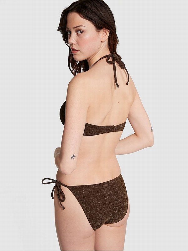 Brown Victoria Secret Ganache Shimmer Add 2 Cups Push Up Bikini Top | RYBCJ8396