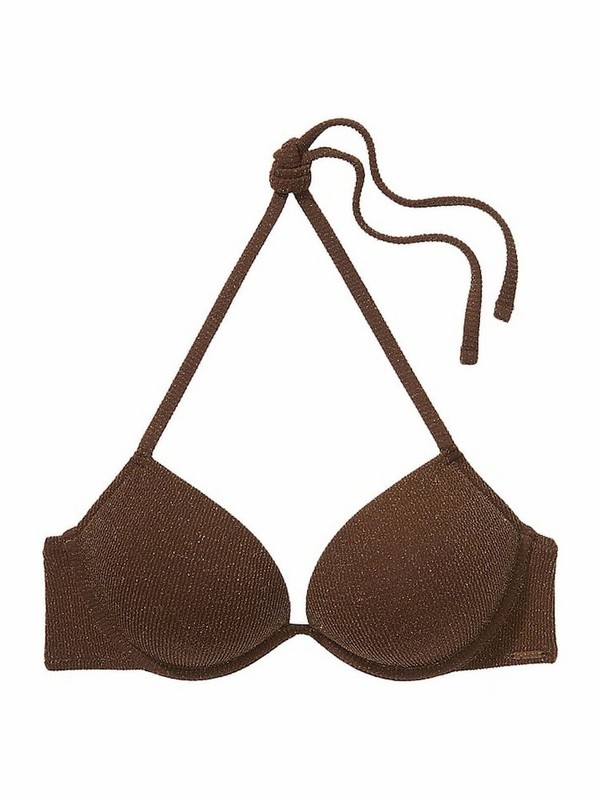 Brown Victoria Secret Ganache Shimmer Add 2 Cups Push Up Bikini Top | RYBCJ8396