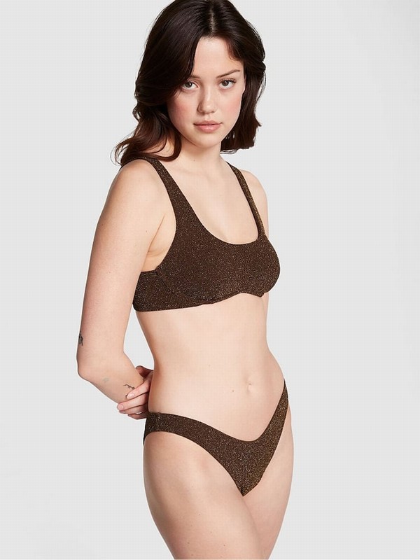Brown Victoria Secret Ganache Shimmerzilian Bikini Bottom | QWEBZ7146