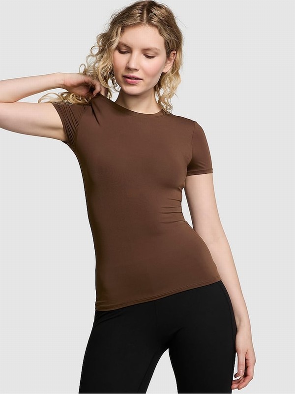 Brown Victoria Secret Ganache Soft Stretch T Shirts | EVXFI5134