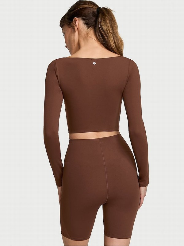 Brown Victoria Secret Ganache VS Elevate Cropped Long Sleeve Corset Top Tops | HZTNL2157