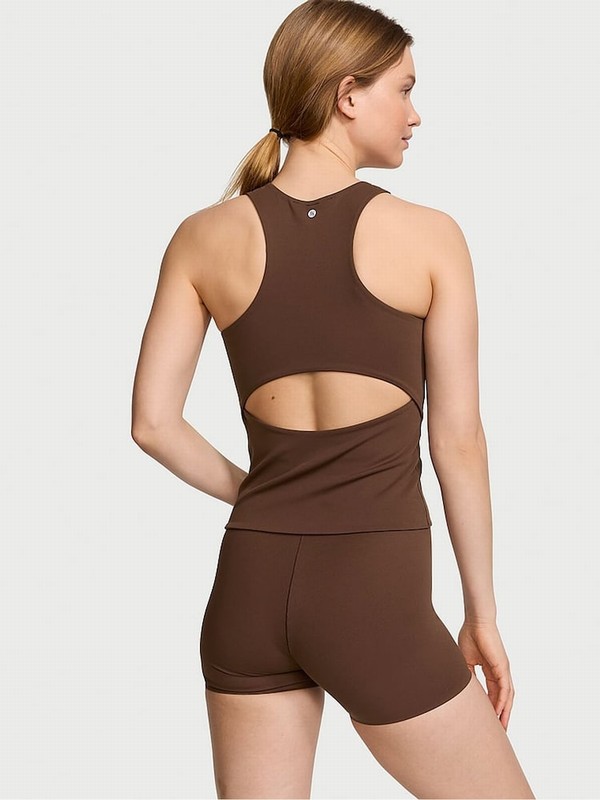 Brown Victoria Secret Ganache VS Elevate High Neck Tops | OQMHU3421