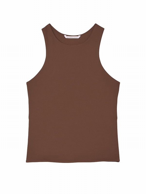 Brown Victoria Secret Ganache VS Elevate High Neck Tops | OQMHU3421
