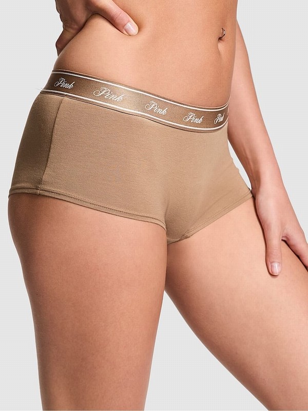 Brown Victoria Secret Latte Cotton Logo Underwear | JLZFR2803