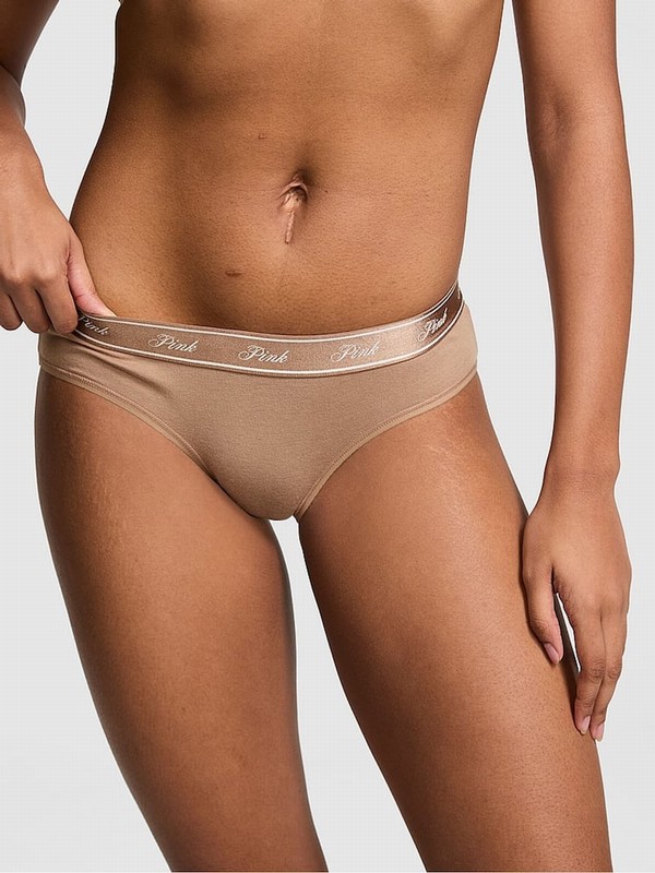 Brown Victoria Secret Latte Hipster Cotton Logo Underwear | EOIJR2135