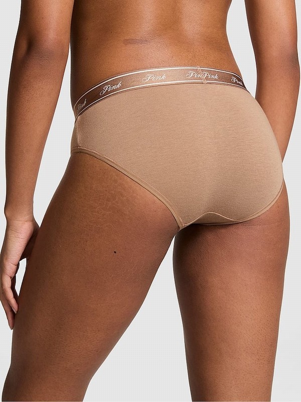 Brown Victoria Secret Latte Hipster Cotton Logo Underwear | EOIJR2135