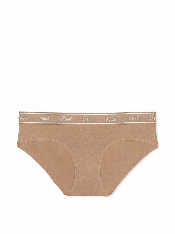 Brown Victoria Secret Latte Hipster Cotton Logo Underwear | EOIJR2135
