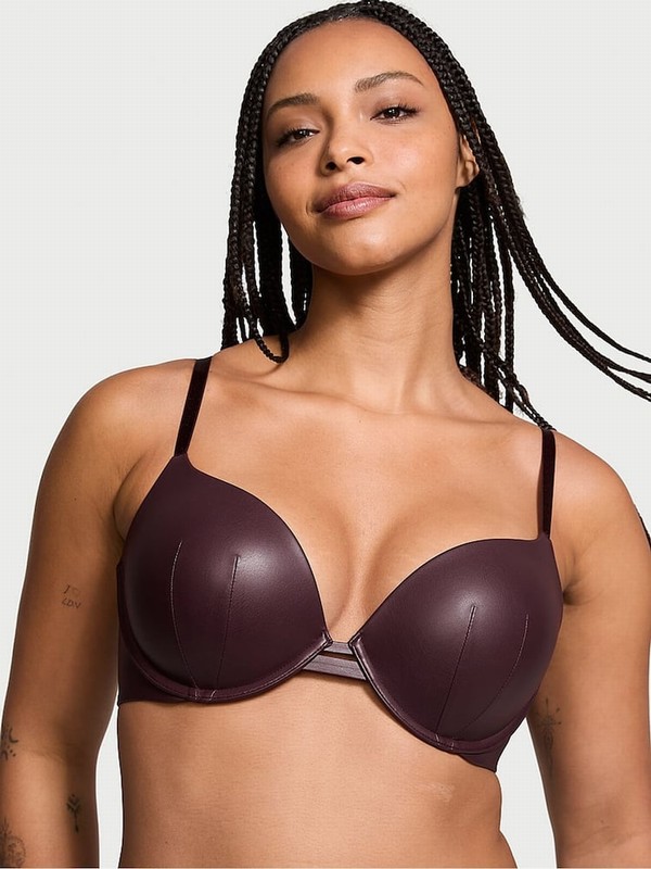 Brown Victoria Secret Push Up Faux Leather Push Up Bras | SZEBV9624