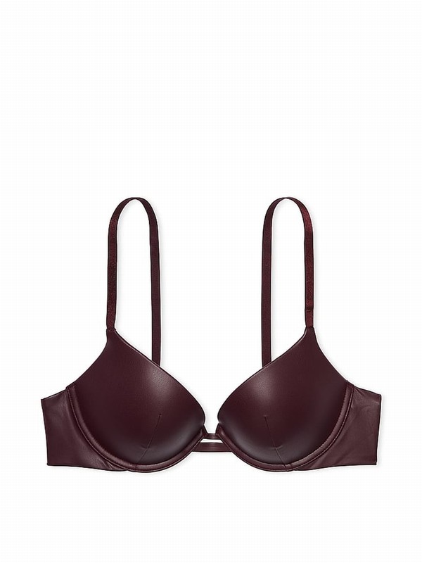 Brown Victoria Secret Push Up Faux Leather Push Up Bras | SZEBV9624