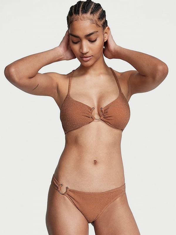 Brown Victoria Secret Toasted Sugar Cheeky Shimmer Bikini Bottom | EXBYO8769