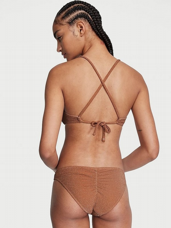 Brown Victoria Secret Toasted Sugar Cheeky Shimmer Bikini Bottom | EXBYO8769