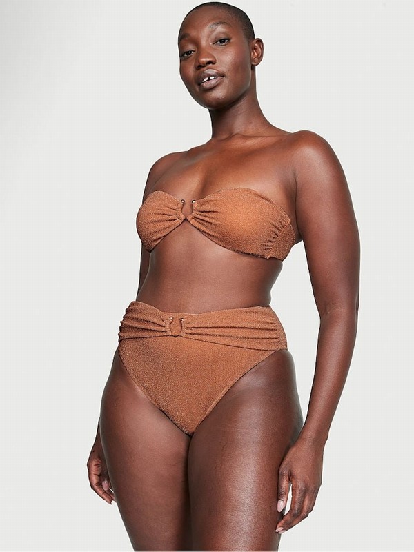 Brown Victoria Secret Toasted Sugar Strapless Shimmer Bikini Top | EFBCD4792