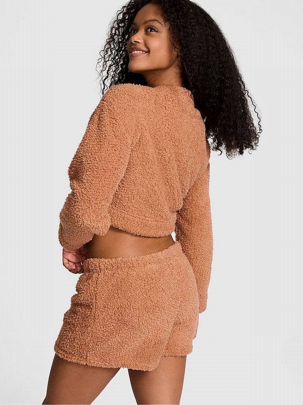 Brown Victoria Secret Toffee Cosy Knit Boxer Nightwear | IKGPM1947