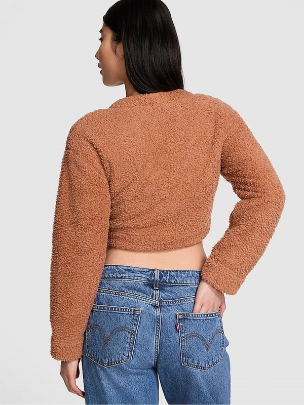 Brown Victoria Secret Toffee Cosy Knit Cropped Top Nightwear | XVTKF3956