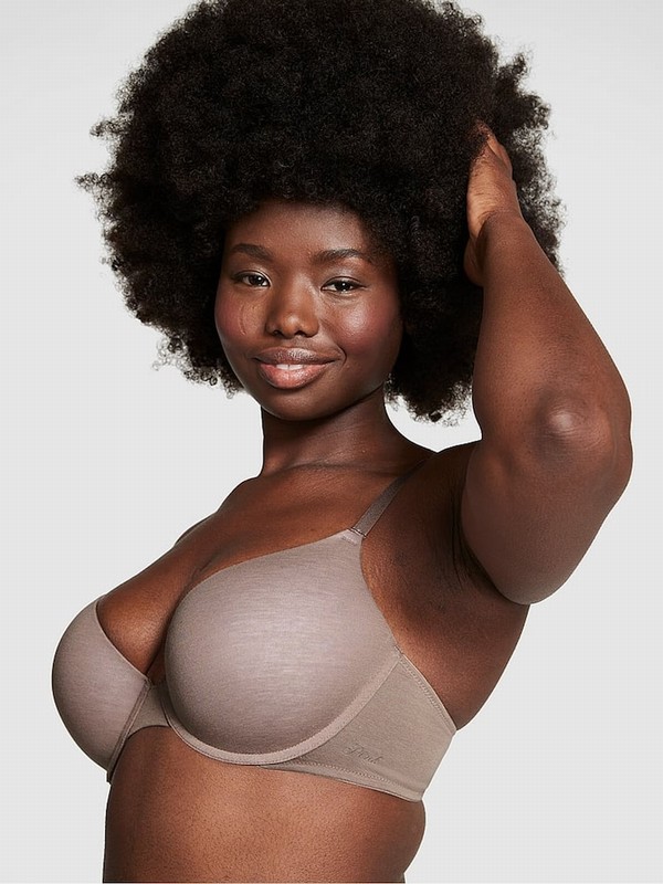 Brown / Coffee Victoria Secret Iced Coffee Push Up Cotton Bras | MPKVD3649