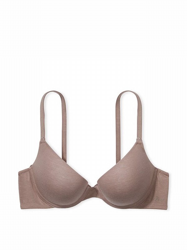 Brown / Coffee Victoria Secret Iced Coffee Push Up Cotton Bras | MPKVD3649