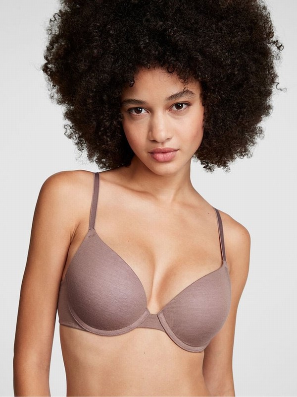 Brown / Coffee Victoria Secret Iced Coffee Push Up Cotton Bras | SUFEW7931