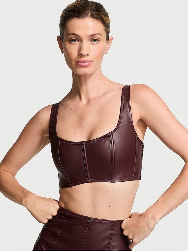 Burgundy / Brown Victoria Secret Croppedllete Top Bras | DVALE4927