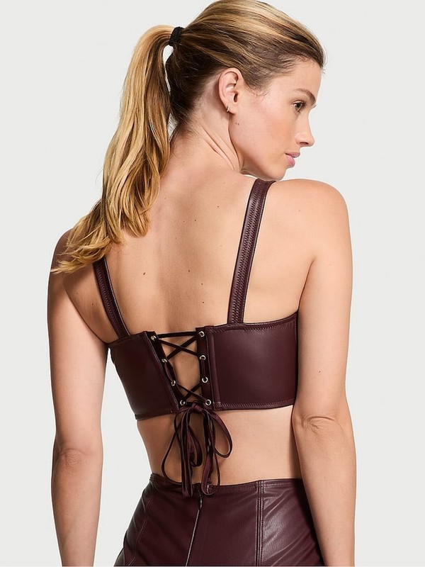 Burgundy / Brown Victoria Secret Croppedllete Top Bras | DVALE4927