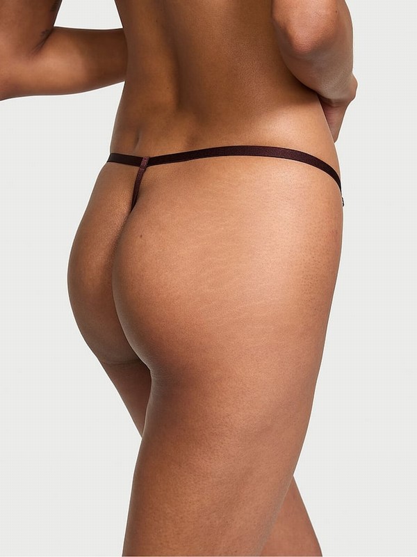 Burgundy / Brown Victoria Secret G String Faux Leather Underwear | PUISW7249