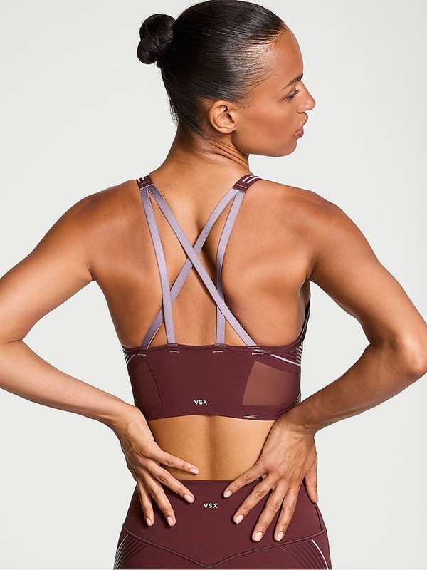 Burgundy / Brown Victoria Secret Plunge VSX Elevate™ Contour Low Impact Sports Bra | CUOAJ8694
