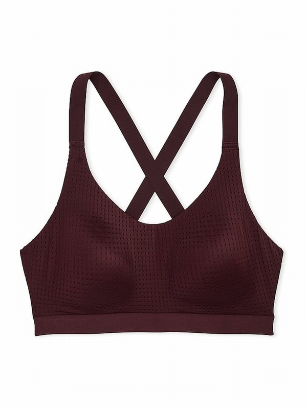 Burgundy / Brown Victoria Secret VSX Lightweight Mesh Medium Impact Sports Bra | UEGRZ1538