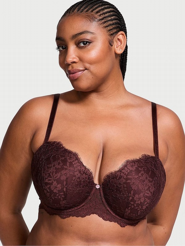 Burgundy / Purple Victoria Secret Lace Lightly Lined Demi Bras | KVTNY6395
