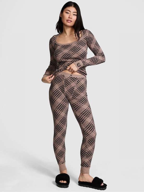 Coffee / Brown Victoria Secret Iced Coffee Thermal Long Nightwear | OCJGV5210