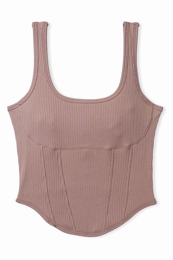 Coffee / Brown Victoria Secret Iced Coffee Cotton Corsetlette Lingerie | JUZNX8106