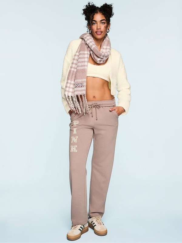 Coffee / Brown Victoria Secret Iced Coffee Straight Leg Fleece Joggers | FPLSB6187