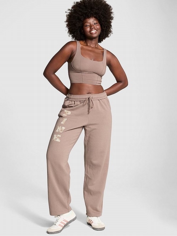 Coffee / Brown Victoria Secret Iced Coffee Straight Leg Fleece Joggers | FPLSB6187