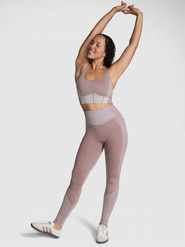 Coffee / Brown Victoria Secret Iced Coffee Marl Seamless Leggings | IYNRM8029