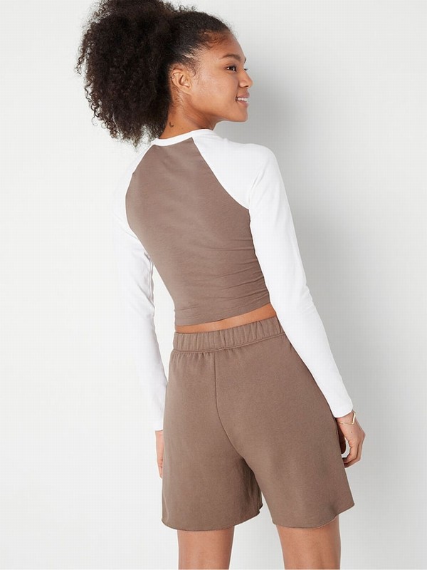Coffee / Brown / White Victoria Secret Iced Coffee and Long Sleeve Crop T Shirts | BKGEW3715