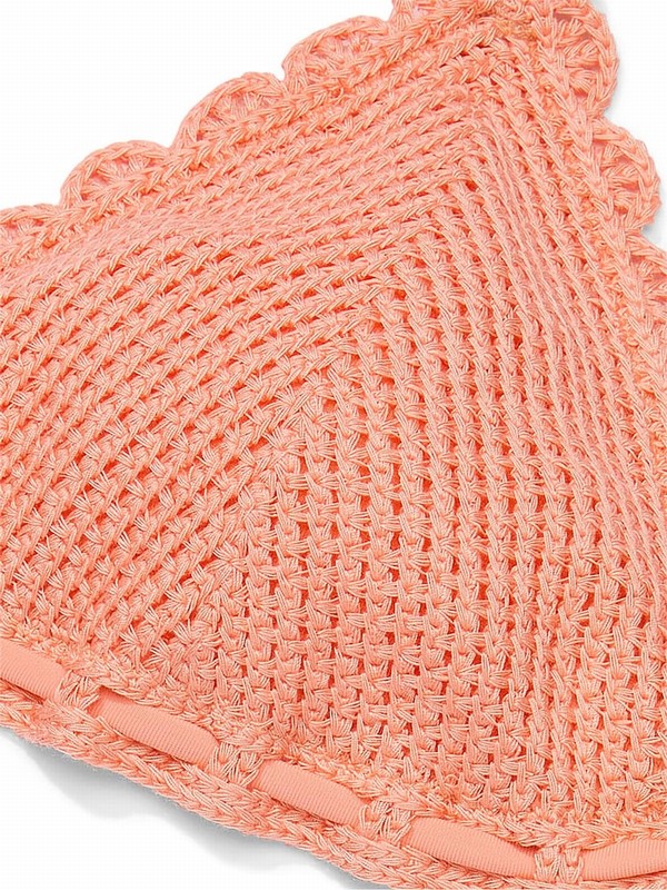 Coral / Orange Victoria Secret Punchy Peach Orange Triangle Crochet Bikini Top | IQPVC6943