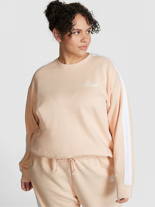Cream Victoria Secret Canvas Cream Fleece Sweatshirts | YDTOU8042