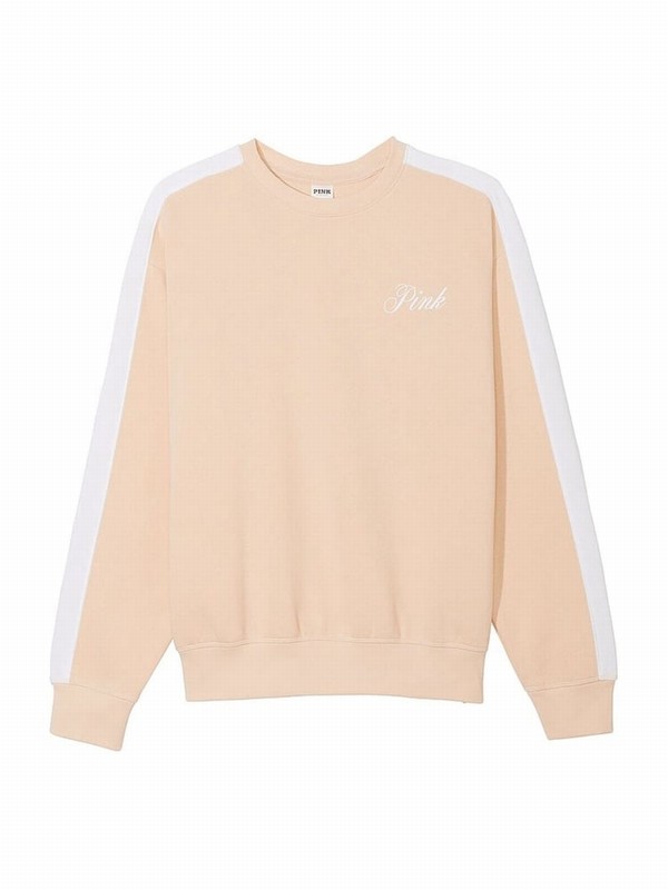 Cream Victoria Secret Canvas Cream Fleece Sweatshirts | YDTOU8042