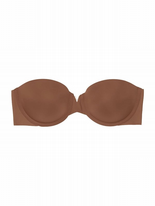 Dark Beige Victoria Secret Roast Nude Smooth Multiway Strapless Push Up Bras | WCTSE0685