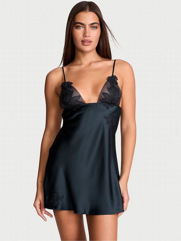 Dark Blue Victoria Secret TwiZiggy Embellished Triangle Mini Slip Lingerie | KJESR9672