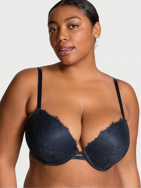 Dark Blue / Rose Victoria Secret TwPush Up Lace Bras | WZTRJ6523