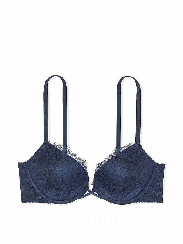 Dark Blue / Rose Victoria Secret TwiBombshell Add 2 Cups Push Up Lace Bras | JONRG7832